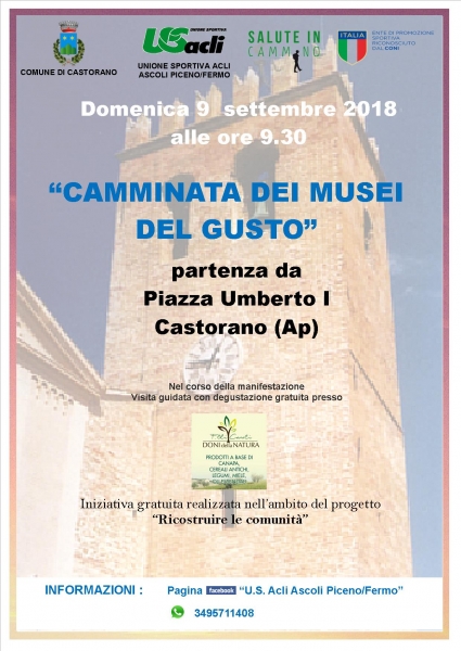 Domenica 9 settembre la 'Camminata dei musei del gusto' a Castorano